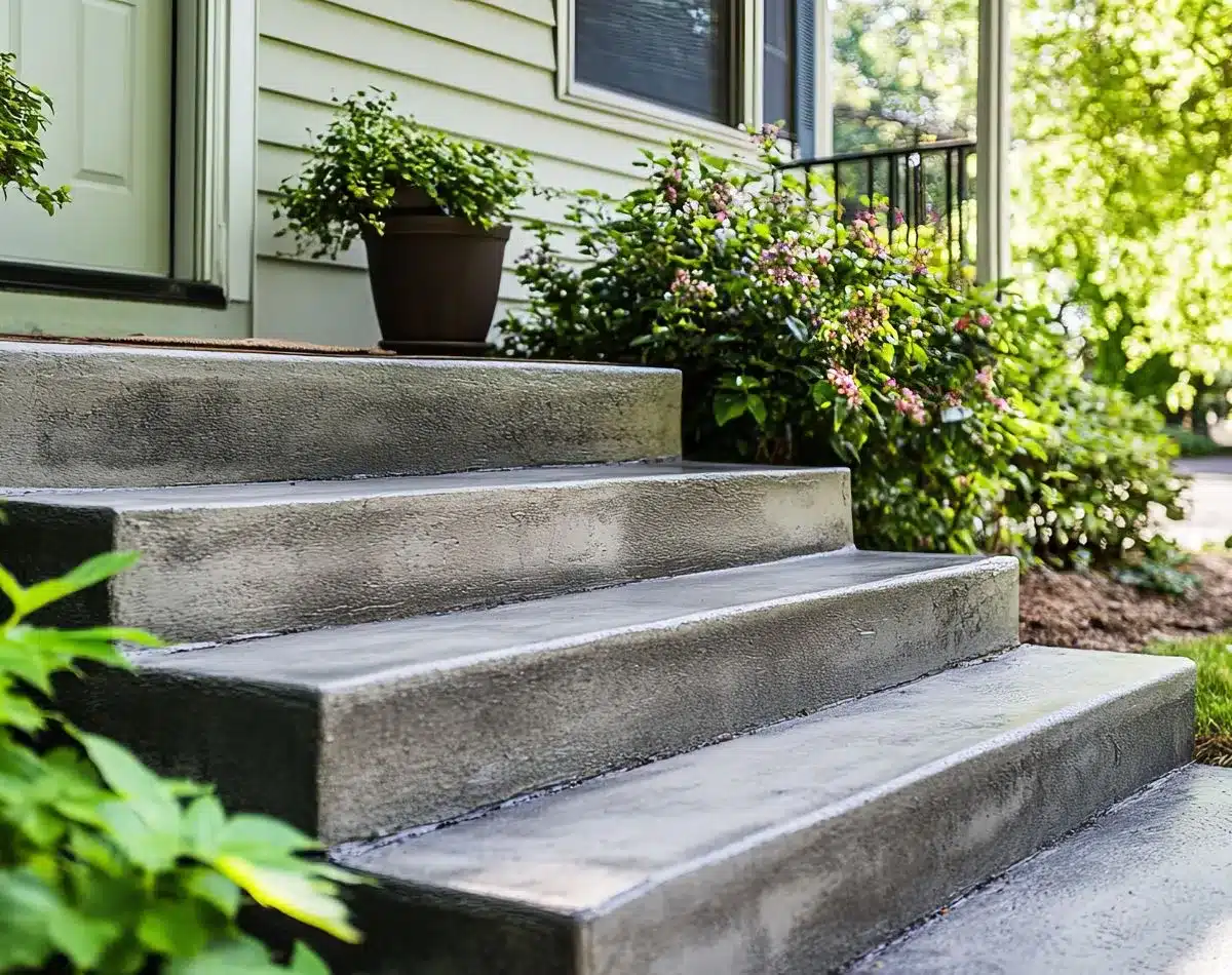 Exterior steps being repaired and given a slip-resistant finish