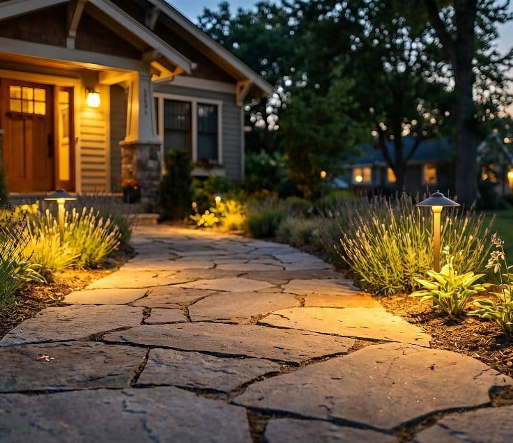 Natural stone walkway laid in Galt, Cambridge