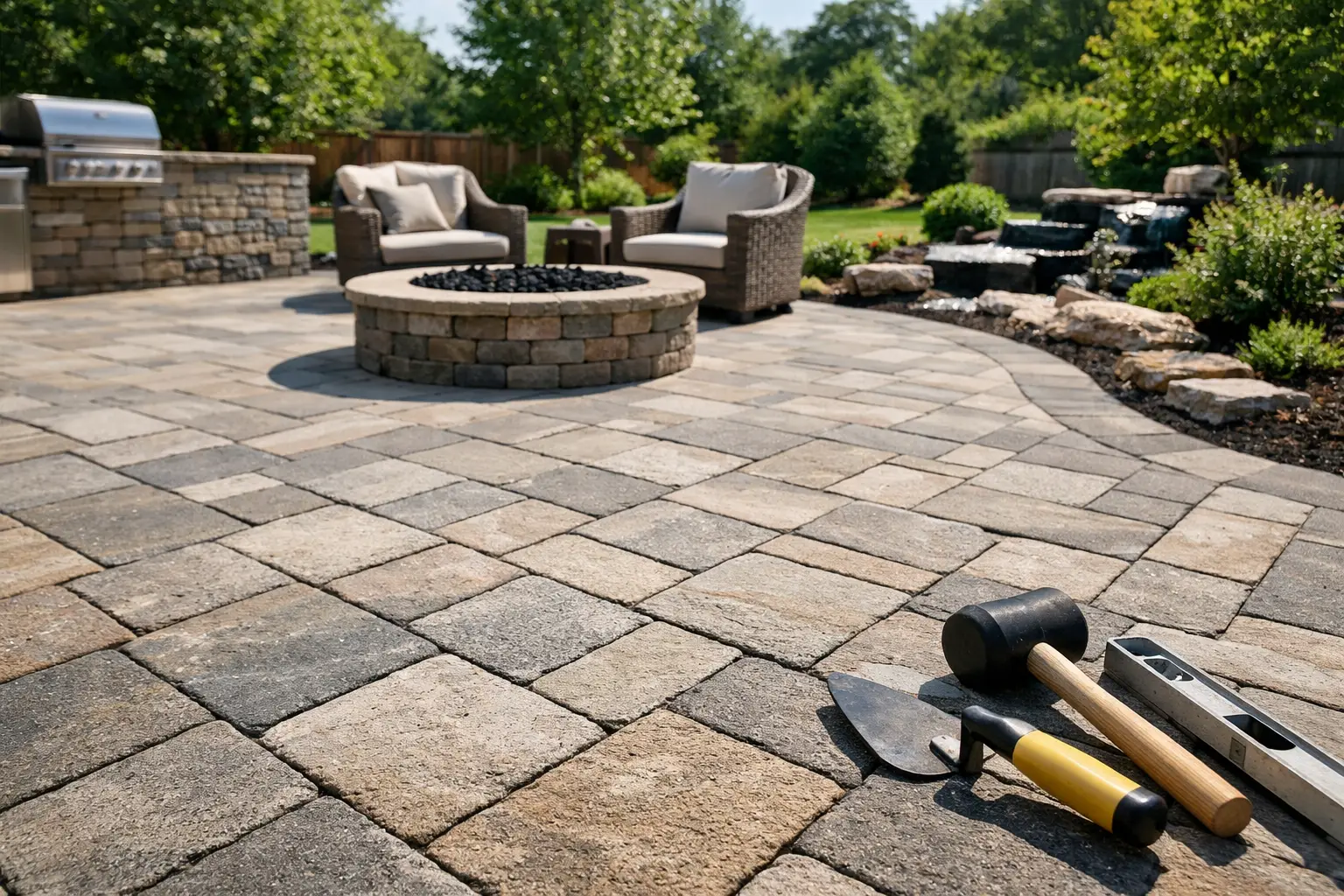 Interlock patio installation in Waterloo