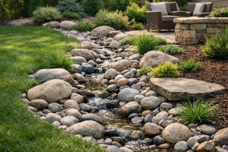 River Rock Drainage Landscaping That Lasts