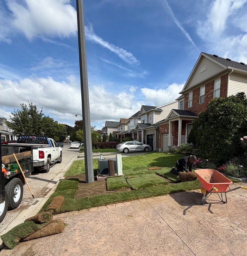 First Sod Rows Along Driveway Border Cambridge