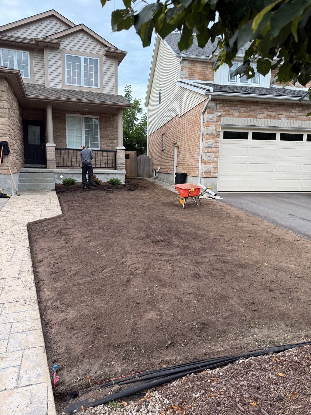 Stripped Front Lawn Walkway Corner Waterloo